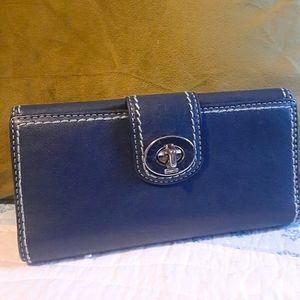 Coach Blue Leather Bifold Wallet